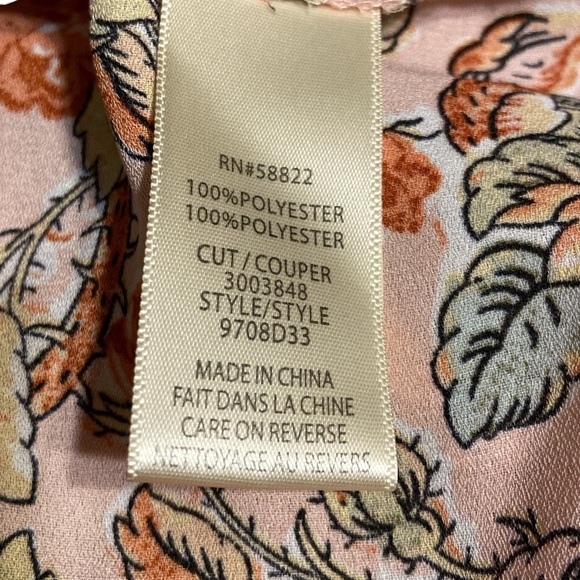 Max Studio Orange and light pink Boxy Long Sleeve Blouse - Picture 8 of 8